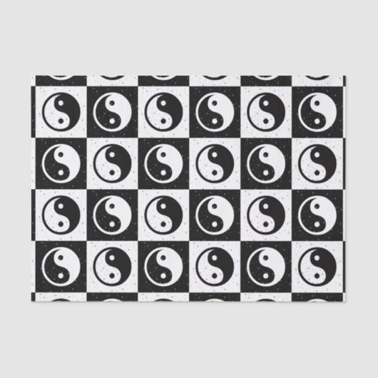 白黒市松模様にイン – ヤンゼンブロックプリント 薄葉紙 (正面)