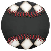 白黒市松模様にカスタムモノグラムの ソフトボール (裏面)