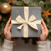 白黒市松模様にカスタム金ゴールドフェイク文字 ラッピングペーパー