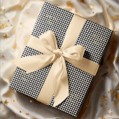 白黒市松模様にカスタム金ゴールドフェイク文字 ラッピングペーパー