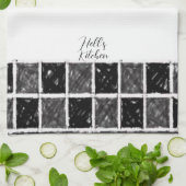 白黒市松模様にキッチンハンドタオル キッチンタオル (折り畳み)