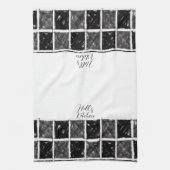 白黒市松模様にキッチンハンドタオル キッチンタオル (縦)