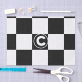 白黒市松模様にス・スクウェア・モノグラムイニシャル 薄葉紙 (クラフト)