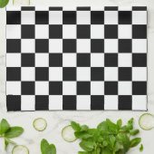 白黒市松模様にチェックパターン キッチンタオル (折り畳み)