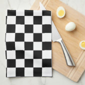 白黒市松模様にチェックパターン キッチンタオル (四つ折り)