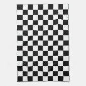 白黒市松模様にチェックパターン キッチンタオル (縦)