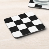 白黒市松模様にチェックパターン コースター (左側)