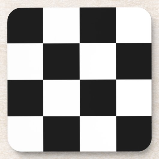 白黒市松模様にチェックパターン コースター (正面)