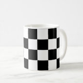 白黒市松模様にチェックパターン コーヒーマグカップ (正面右)