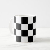 白黒市松模様にチェックパターン コーヒーマグカップ (正面左)