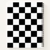 白黒市松模様にチェックパターン ノートブック (裏面)