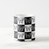 白黒市松模様にバタフライデザイン コーヒーマグカップ (中央)