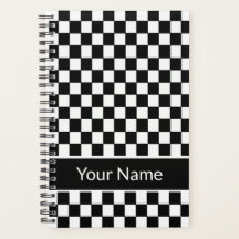 白黒市松模様にパタパーソナライズされたーン名