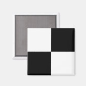 白黒市松模様にパターンシンプルスクエア マグネット (正面/裏面)