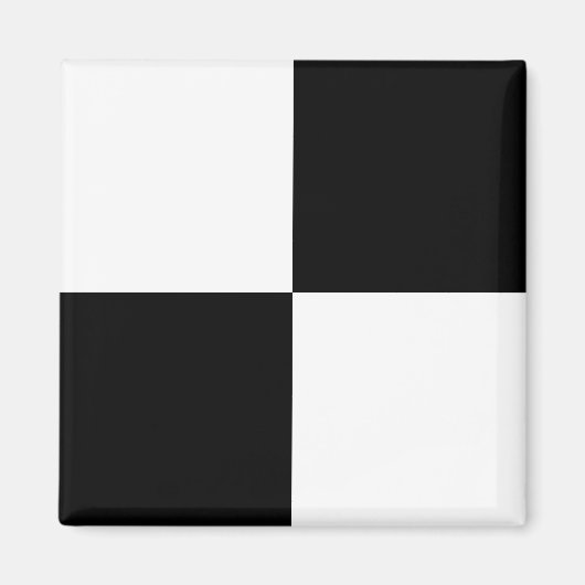 白黒市松模様にパターンシンプルスクエア マグネット (正面)