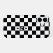 白黒市松模様にパターン（モノグラム） iPhone 16ケース (裏面横)