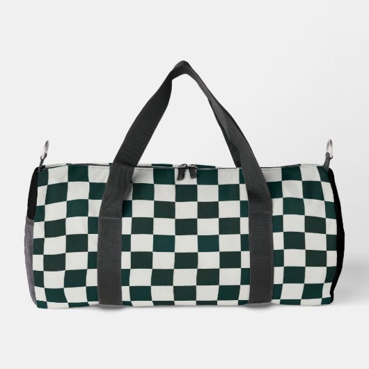 白黒市松模様にパーソナライズされたダフバッグ ダッフルバッグ (裏面)