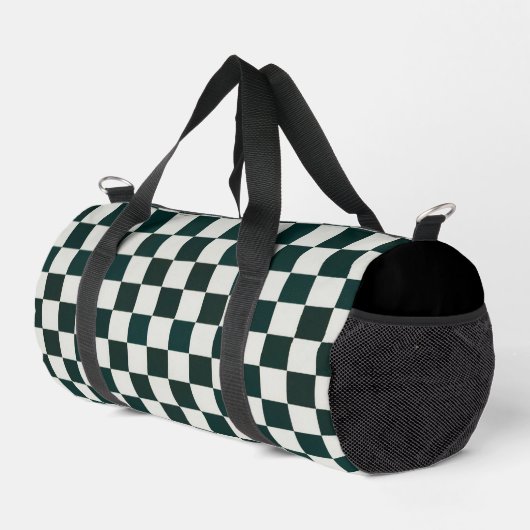 白黒市松模様にパーソナライズされたダフバッグ ダッフルバッグ (右コーナー)