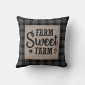 白黒市松模様にファームスウィートファームバーラップ クッション (裏面)