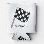 白黒市松模様にフラグ名パーソナライズされた 缶クーラー (正面)
