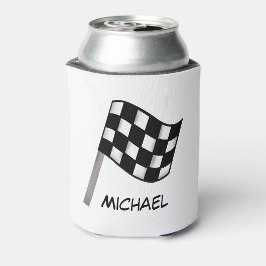 白黒市松模様にフラグ名パーソナライズされた 缶クーラー (缶裏面)