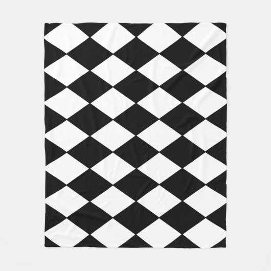 白黒市松模様にフリースブランケット フリースブランケット (正面)
