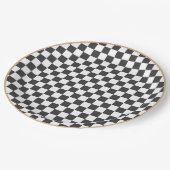 白黒市松模様にプレート ペーパープレート (アングル)