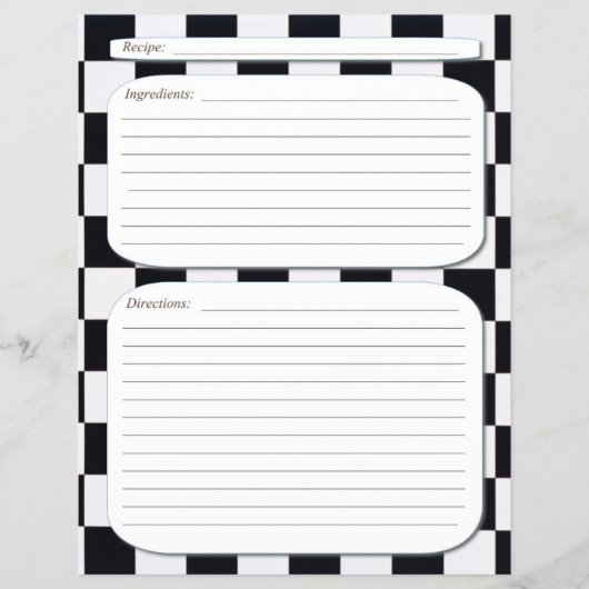 白黒市松模様にレシピ チラシ (正面)