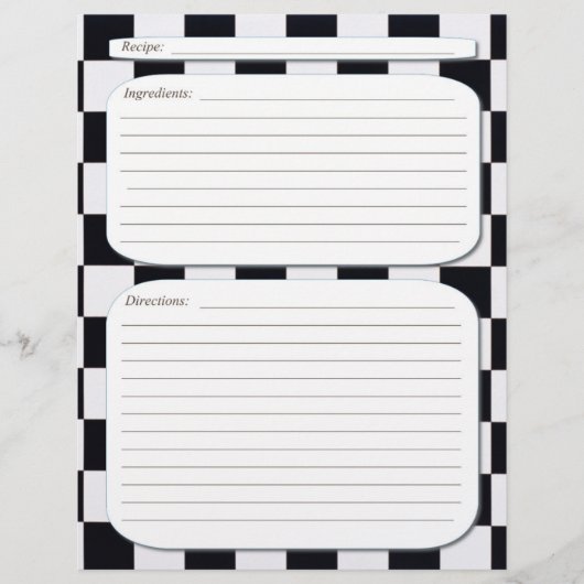 白黒市松模様にレシピ チラシ (正面)