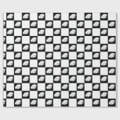 白黒市松模様にレストランシェフ誕生日 ラッピングペーパー (フラット)