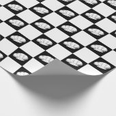 白黒市松模様にレストランシェフ誕生日 ラッピングペーパー (角)