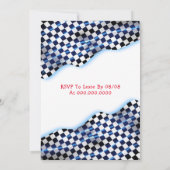 白黒市松模様にレースフラッグ誕生日パーティー 招待状 (裏面)