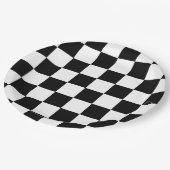 白黒市松模様にヴィンテージ車のアップシェリンプレート ペーパープレート (アングル)