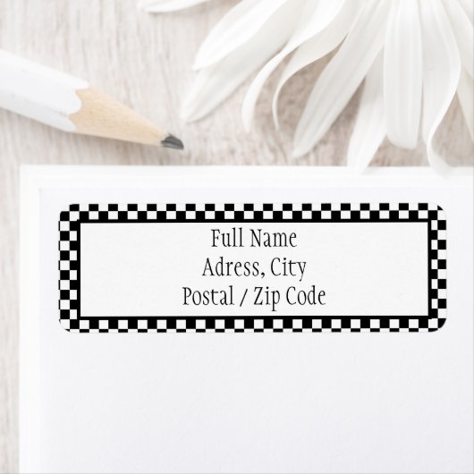 白黒市松模様に住所 シール (インサイチュ)