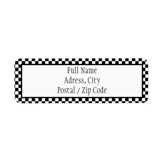 白黒市松模様に住所 シール (正面)