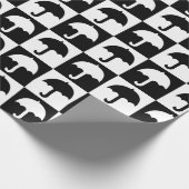 白黒市松模様に傘ブロックプリント ラッピングペーパー (角)