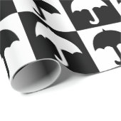 白黒市松模様に傘ブロックプリント ラッピングペーパー (ロールコーナー)