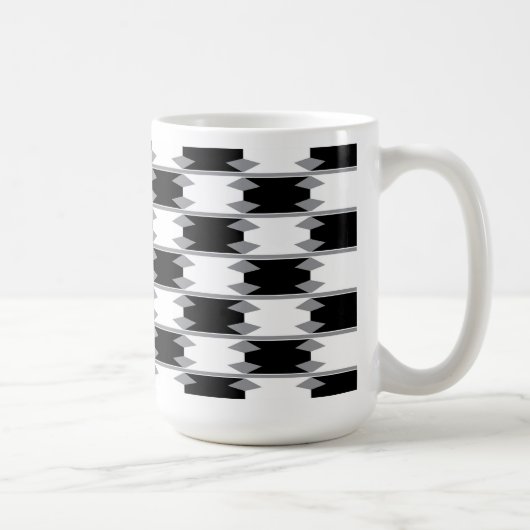 白黒市松模様に抽象芸術 コーヒーマグカップ (右)