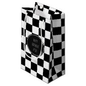 白黒市松模様に正方形 スモールペーパーバッグ (正面アングル)