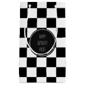 白黒市松模様に正方形 スモールペーパーバッグ (正面)