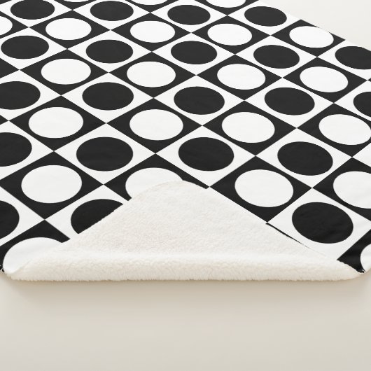 白黒市松模様に水玉模様 シェルパブランケット (3/4)