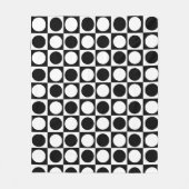 白黒市松模様に水玉模様 フリースブランケット (正面)