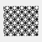 白黒市松模様に水玉模様 フリースブランケット (正面(横))