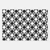 白黒市松模様に水玉模様 ラッピングペーパーシート (正面3)