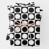 白黒市松模様に水玉模様 ラッピングペーパーシート (インサイチュ)