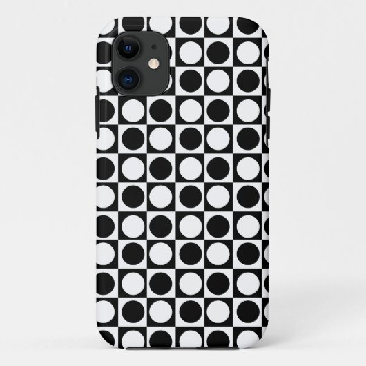 白黒市松模様に水玉模様 Case-Mate iPhoneケース (裏面)