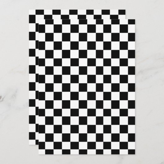 白黒市松模様に結婚の 招待状 (正面/裏面)