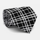 白黒市松模様に線のパターン ネクタイ (ロール)