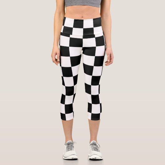 白黒市松模様に  カプリレギンス (正面)