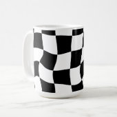 白黒市松模様に コーヒーマグカップ (正面左)